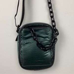Urban Outfitters Chain Crossbody Chest Bag Metallic Green Unisex Adjustable